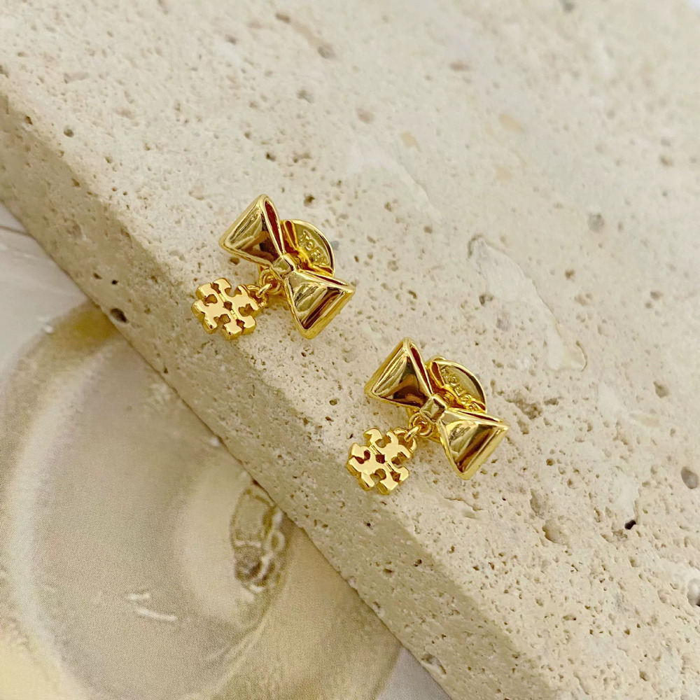 Tory Burch Bow Letter Stud Earrings